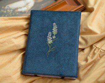 Kobo lavender embroidery Case Clara 2E classic blue velvet kobo case Handmade blue canvas Mini Cover H20 Aura Lightweight Book reader Gift