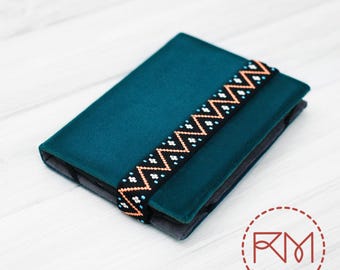 Kindle Case – Turquoise Velvet Cover for Paperwhite, Scribe, Signature, Coloursoft – Padded Protection with Black & Orange Strap