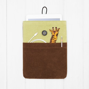 Galaxy Tab s10 cover Embroidery handmade tablet animal giraffe brown green fabric new tab S10 ultra case S6 lite S8 S7 FE plus sleeve pocket