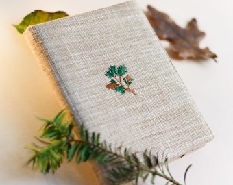 Canvas Kindle Cover with Pine embroidery - Handmade Fabric Case Custom size