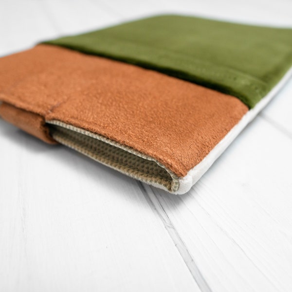 Nouveau iPad 10.9 étui velours vert blanc air sleeve pro 11 12.9 velcro mini housse tablette sac grande poche doux rembourré faux cuir tissu daim
