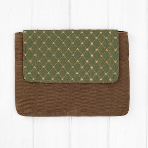 Samsung galaxy tab case S10 plus sleeve with pocket s9 galaxy tablet bag padded brown green handmade gift idea