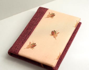 Handmade Kobo Case: Red Wool Blend & Floral Embroidered Book Cover