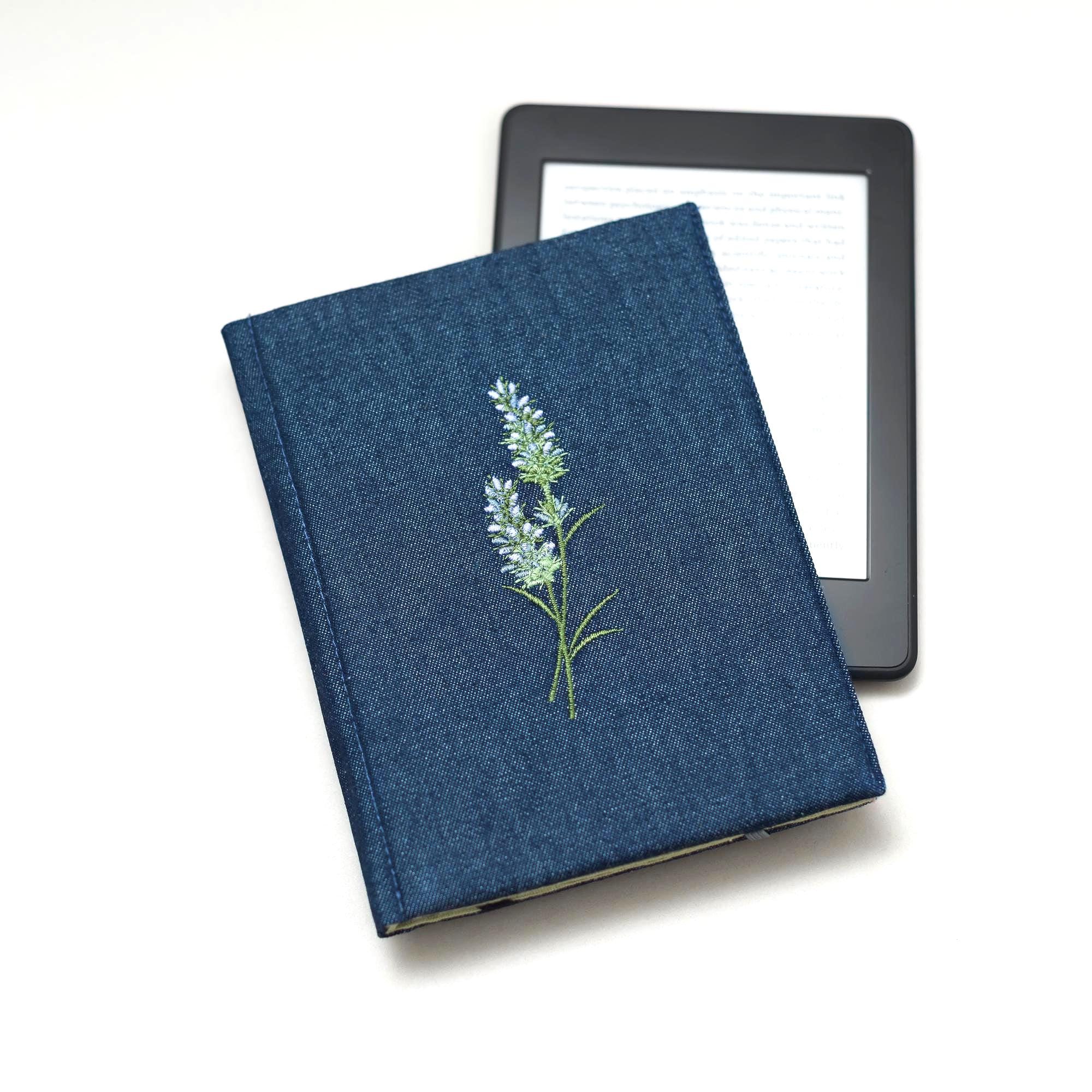 Personalised Kobo Case with Embroidered Lavender – Handmade Denim Cover for Libra, Clara, Sage, Elipsa & Colour Models