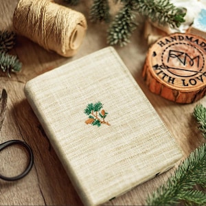 Custodia Kobo Libra con ricamo Pine Kobo Clara copertina colorata realizzata a mano Tela grigia Tessuto Custodia leggera imbottita adatta a Sage Elipsa Forma Nia Glo