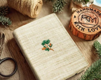 Kobo Libra case Embroidery Pine Kobo Clara colour cover Handmade Grey canvas Fabric Lightweight padded Case fits Sage Elipsa Forma Nia Glo