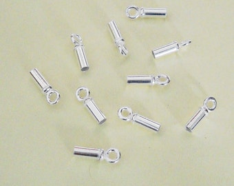 10 Pieces, Small End Caps, Sterling Silver .925, 2mm x 8mm, SCE115