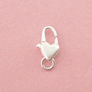 1 Piece, Vertical Heart Lobster Clasp, Sterling Silver .925, with Open Jump Ring, 7mmx11mm, SCL129