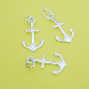 3 Pieces, Small Anchor Charms with Jump Ring, Sterling Silver .925, 11mm x 9mm, SCHP512