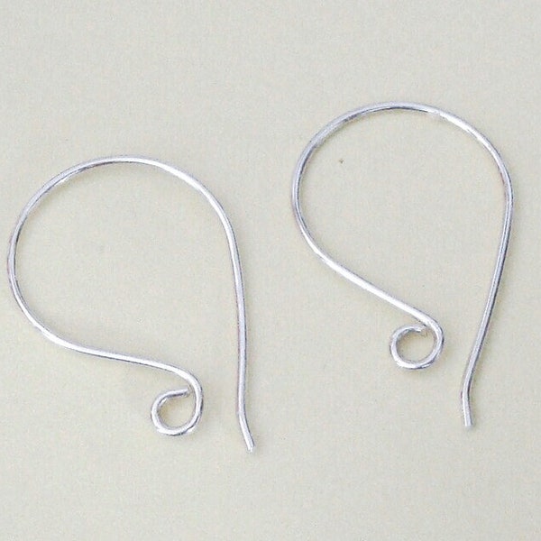 Handmade French Hook Ear Wire, Sterling Silver .925, 25mm x 15mm, SE002