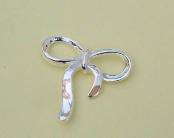 1 Piece, Bow Charm Connector, Sterling Silver .925, 20mm x 19mm, SCHP513