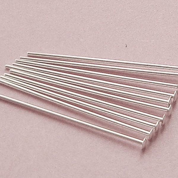 10 Pieces, Flat Head Pins, Sterling Silver .925, 22 Gauge, 1 Inch, SHP113