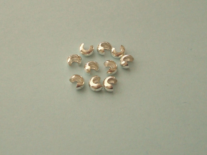 SCC110 4mm Crimp Covers 10 Pieces Sterling Silver .925