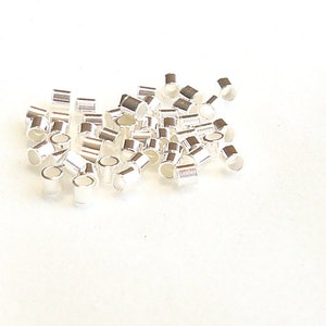 100 Pieces, Sterling Silver, Crimp Beads --TUBE-- 2 X 2 mm, SCB113