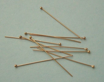 10 Pieces, Ball Head Pins, 14K Gold Filled, 26 Gauge, 1.5 Inch, GFHP120