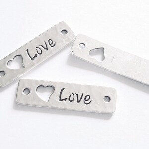 3 Pieces, Love Bar Link, Sterling Silver .925, 11mmx40mm, Details are one sided, Heavy Weight, SCHP143