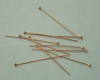 10 Pieces, Ball Head Pins, 14K Gold Filled, 24 Gauge, 1.5 Inch, GFHP119