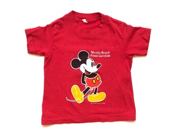 Vintage 80’s KIDS Red Mickey Mouse T-Shirt Sz S(6-8)
