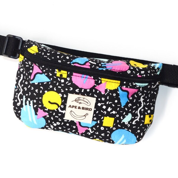 Exclusieve Vintage handgemaakte 80's abstracte Print Festival Fanny Pack / Belt Bag