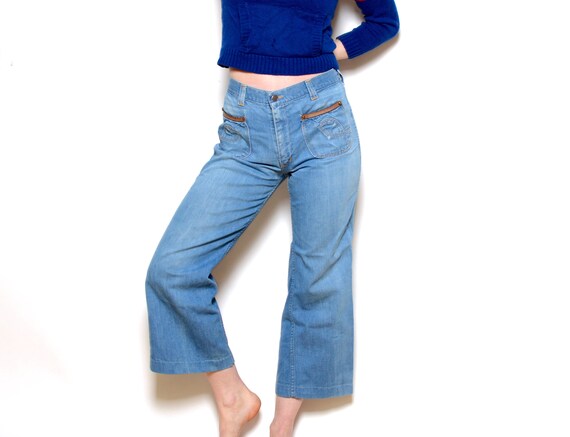 Vintage 70's Faded Glory Cropped Bell Bottom Jeans