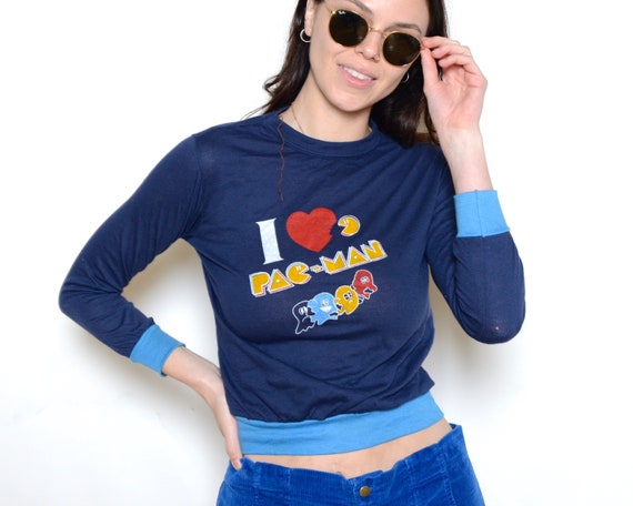 Vintage 80's I Love Pac-man Graphic Sweatshirt Sz