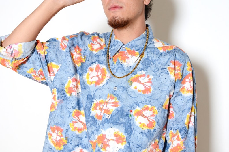 Vintage 80/'s MOSCHINO Tie Dye Print Button Up Shirt Sz XXL