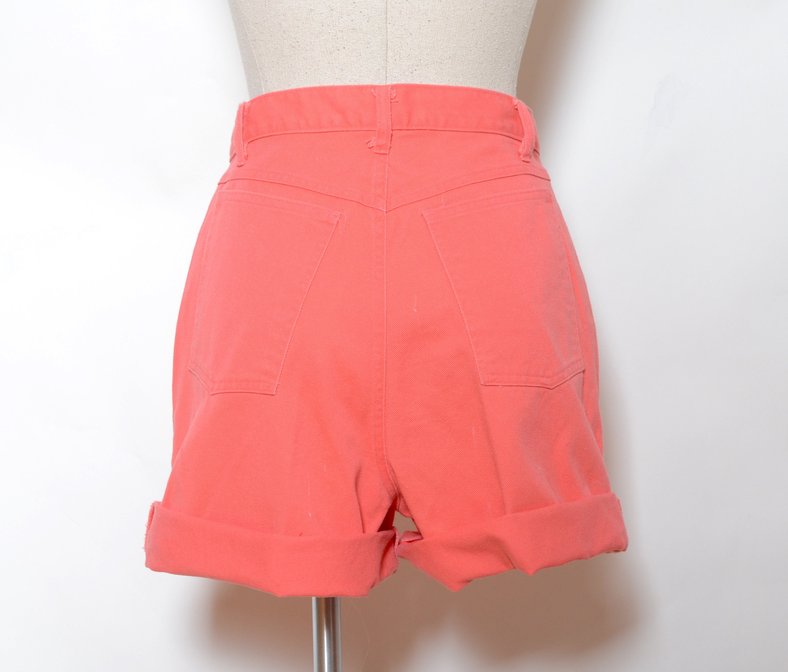 Vintage 90's Salmon Pink Denim Shorts Sz 28W | Etsy