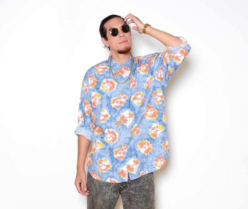 Vintage 80/'s MOSCHINO Tie Dye Print Button Up Shirt Sz XXL