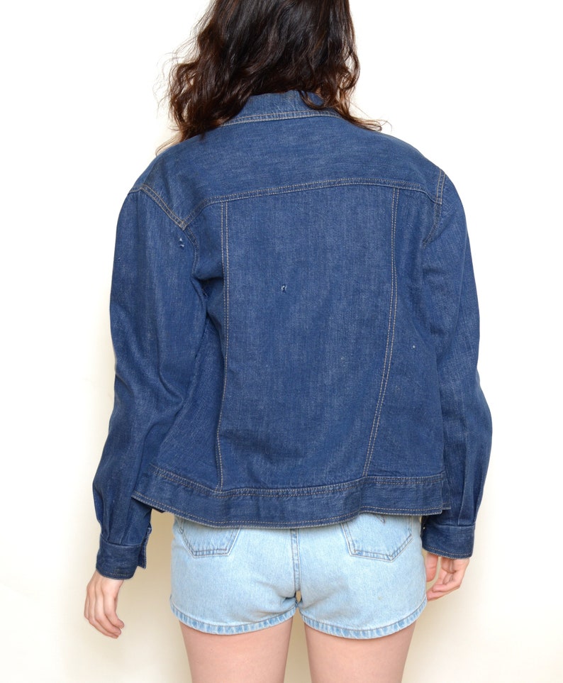 Vintage 70/'s Dark Wash Jean Jacket Sz M