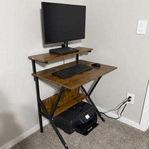 Small Computer Desk for Small Spaces, Compact Desk with Storage, Adjustable Monitor Stand, Home Office Desk, Bedroom Study Desk