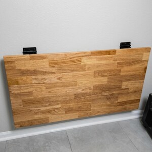 Wall Mounted Folding Desk, Wood Work Surface, Space Saving Home Office Table