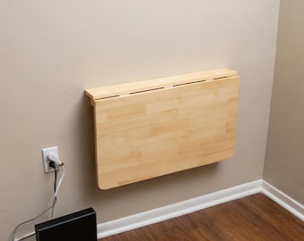Wandklapptisch, schwebendes Klappregal, platzsparender kleiner Schreibtisch, Wandschreibtisch aus Holz, kompakter Homeoffice-Tisch