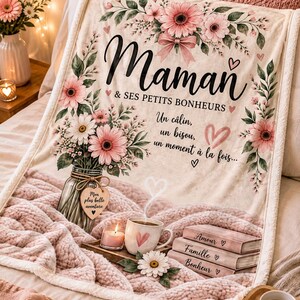 Maman Floral Blanket | French Mom Gift | Mother’s Day Gift for Mom | Cozy Floral Throw Blanket | Gift for Maman