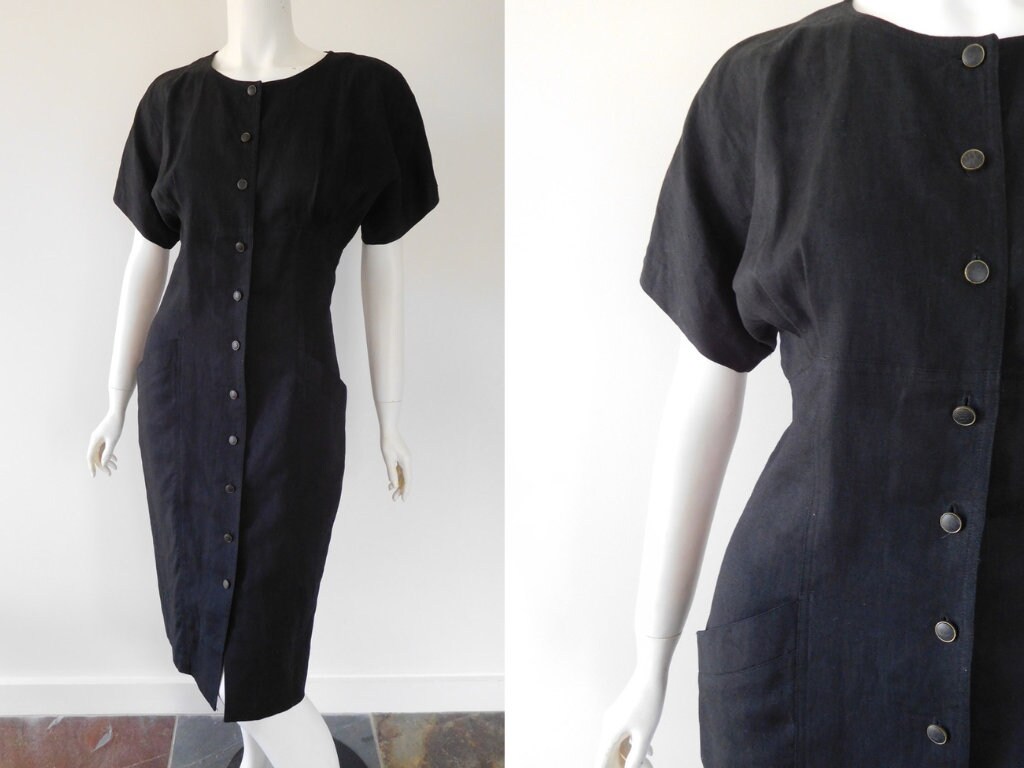 country road black linen dress