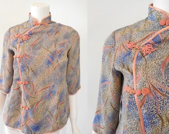 Vintage 1970s Cheongsam Blouse // Size 8 AU