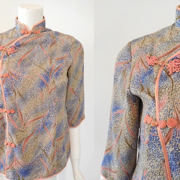 Vintage 1970s Cheongsam Blouse // Size 8 AU