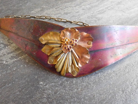 Vintage metal flower 80s Cinch Belt