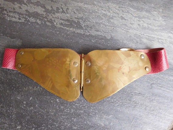 80s Brass and Leather Cinch belt