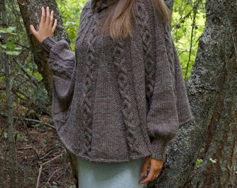 Olga's Poncho PDF Knitting Pattern in Sm (petite), Med and Lg (Tall) sizes