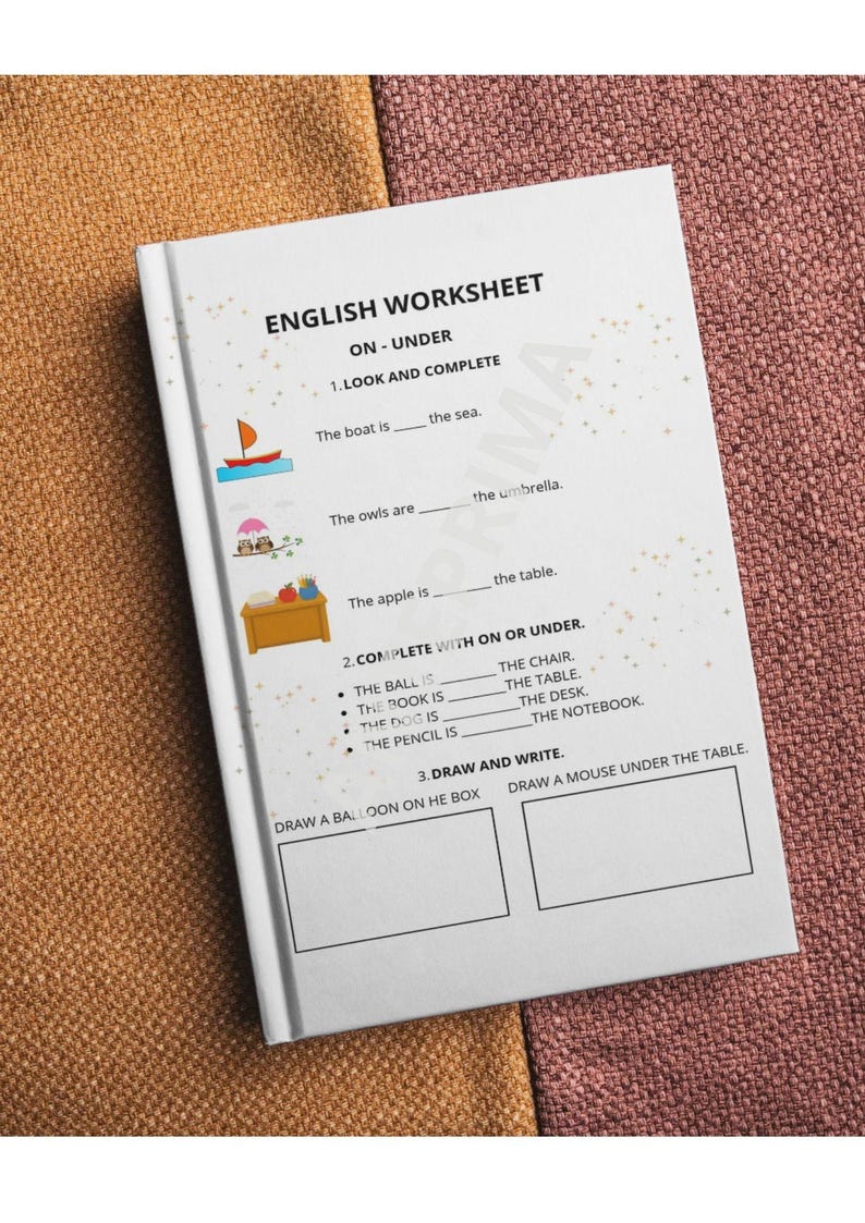English Worksheet: ON and UNDER | Prepositions of Place | Printable ...