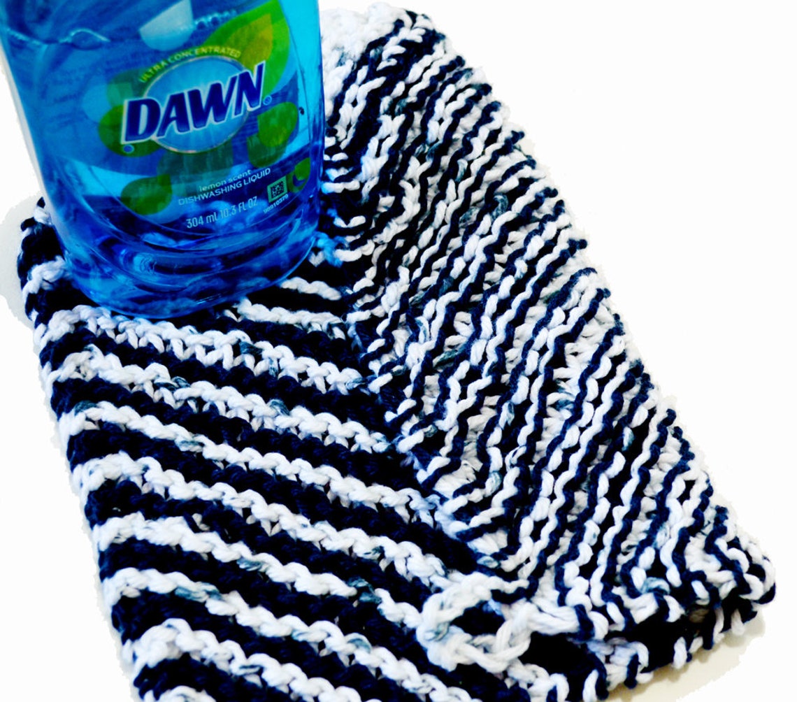 Black and White Kitchen Washcloth Knitted Dishcloth Etsy