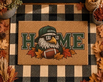 Eagles Philadelphia Football Welcome Mat Autumn Sports Front Porch Decor, Football Fan Housewarming Gift