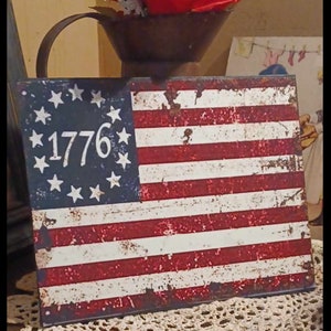 Colonia Vintage primitieve 1776 Amerikaanse vlag patriottische Betsy Ross Americana print teken foto 8 x 10