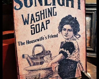 Primitive Vintage Distressed Sign Bathroom Kitchen LAUNDRY ROOM Washing SOAP Print Sign Picture 8x10
