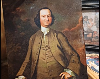 Colonial Vintage Distressed Portrait OF Colonial Standing Gentleman Picture Print Sign 8x10