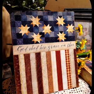Koloniale vintage primitieve Amerikaanse vlag God Shed His Grace On Thee Americana Stars and Stripes foto print teken 8 x 10