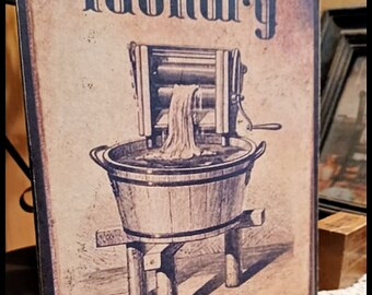 Primitive Vintage Distressed  LAUNDRY ROOM Wash Tub Old Fashion Picture Print Sign 8x10