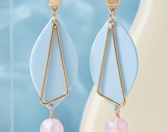 Geometrische acryl hangende oorbellen – Ada