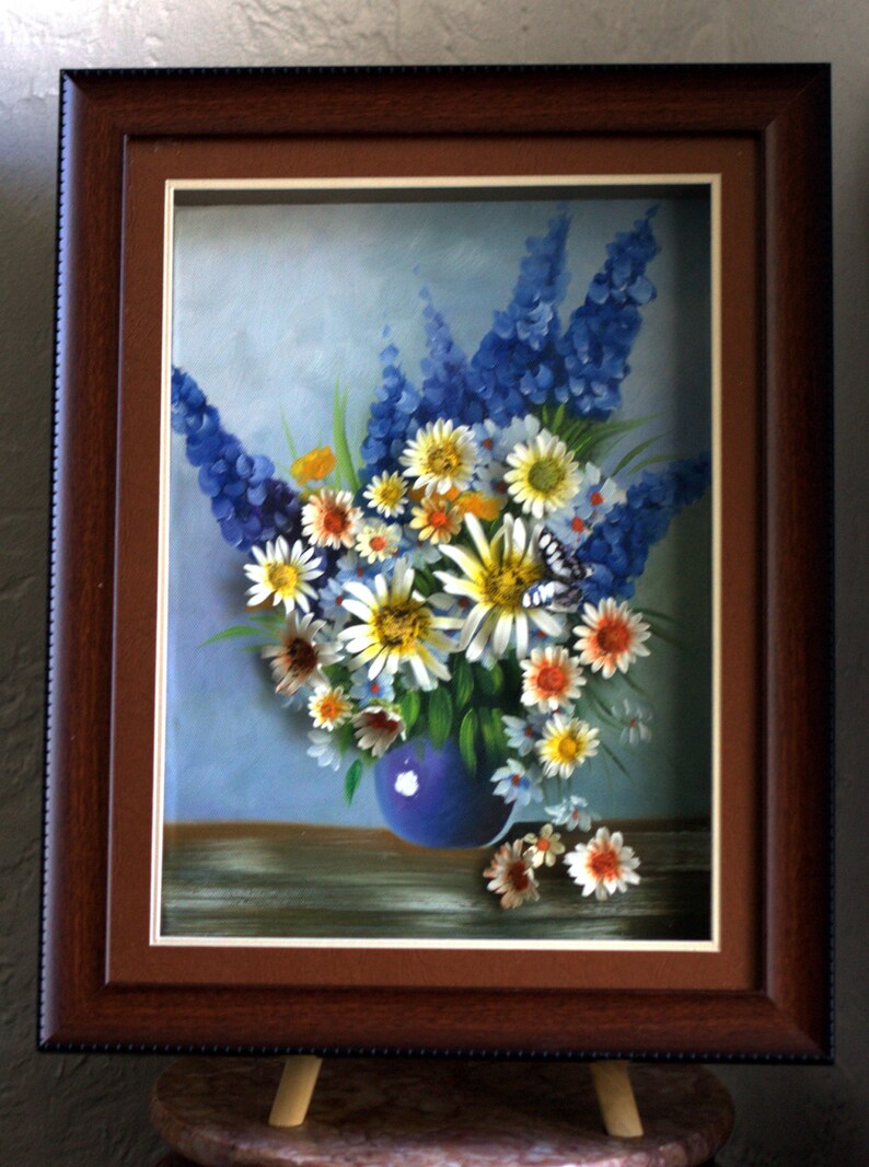 Clay flowers 3D canvas Daisies Butterfly Unique mixed | Etsy