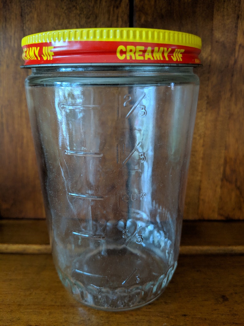 Jif Creamy peanut butter jar 18 oz. with lid no label Etsy